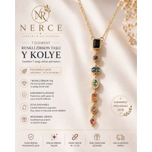 Nerce 7 Element Renkli Zirkon Taşlı Y Kolye Paslanmaz Çelik Gold