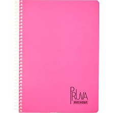 Hakay Pruva A4 Pet Spiralli Karton Kapaklı Defter 144 Yaprak - Kareli - Fuşya