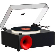 Hakay Fennessy I5S Bluetooth Hoparlörlü 45W Hi-Fi Işıklı Retro Pikap Plakçalar Turntable, Siyah