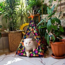 Hakay Gobypet Always The Best Kedi Çadırı, Kedi Evi Kolay Kurulum, Yıkanabilir Kedi Çadırı, Kedi Yatağı (Patili Desen, Large)