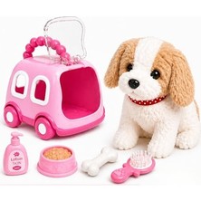 Hakay Oyuncak Sesli Işıklı Yürüyen Hareketli Köpek Kedi Tavşan Taşıma Çantalı Aksesuarlı Set Taşınabilir Çanta Emekleme Oyuncağı Aksesuarlı Çocuklar Için Eğitici Hayvan Sevgisi (Pembe-Köpek)
