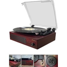 Hakay Midex MTX-303 Nostaljik Pikap Plak Çalar (Şarjlı Bluetooth Aux Hoparlörlü 3 Devir) Iğne Dahil