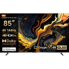 Hakay Xiaomi Tv Max 85 2025 | Ultra Geniş 4K Ekran | Quantum Dot Ekran | 144Hz Yenileme Hızı, Dolby Vision, Dolby Atmos¹ | Aı Işlemci | Google Tv³