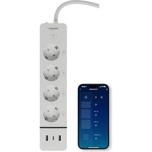 Hakay Xenon Smart Akıllı Çoklu Priz Wi-Fi 4 Ac Çıkışlı 2 Usb-A ve 1 Usb-C Portlu 7in1 180 cm Kablo Google Home ve Alexa Uyumlu Mobil Uygulama Kontrollü 3680W Güç Kapasiteli X7087