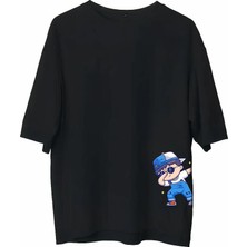 Tarz Yeri Erkek Baskılı T-Shirt Kısa Kol Bisiklet Yaka Regular Fit Rahat Kalıp Günlük Tişört - Siyah