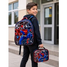 CtStore Spider-Man Erkek Çocuk Okul Çantası ve Beslenme Çantası 3 Bölmeli