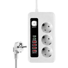 Hakay 3500W Akım Korumalı Çoklu Priz - 3 Priz Girişi, 2 Type-C + 4 USB Port, Pd 18W Hızlı Şarj, Açma/kapama Anahtarı, 2 Metre Kablolu Uzatma Prizi