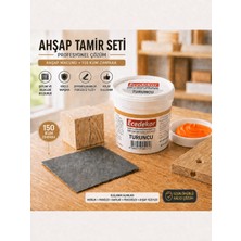ESBH Turuncu Ahşap Tamir Macunu Seti 200 gr + 150 Kum Zımpara - Mobilya, Parke ve Ahşap Kapı Çatlak, Delik, Çizik Onarım Dolgu Macunu