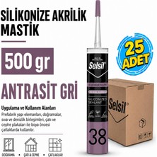 Selsil Arge Toptan Silikonize Akrilik Mastik Antrasit Gri 500 gr 25 Adet