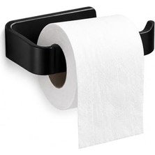 Frefly Store Alper Banyo Siyah Lamalı Tuvalet Kağıtlığı, Hem Yapışkanlı Hem Vidalı Montajlı Wc Kağıt Askılığı, Açık Uç Tasarımlı Banyo Tuvalet Kağıdı Tutucu, Mat Siyah Modern Kağıtlık