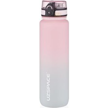 Frefly Store Uzspace 1000ML Çift Renkli Sızdırmaz Bpa Içermez Kilitlenebilir Kapaklı Motivasyonel Tritan Su Matarası (Pembe-Gri)