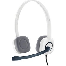 Aesco Logitech H150 Kablolu Stereo Kulak Üstü Mikrofonlu Kulaklık, Mikrofon ve Ses Çıkışı Için Ayrı Bağlantı, Kablo Üzeri Kontrol Özelliği, Beyaz