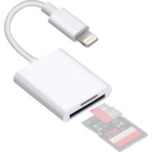 Aesco Coverzone Lightning Girişli iPhone 11 12 13 14 Uyumlu Kart Okuyucu Sd Kart Adaptörü Tf Kart Okuyucu Disk Adaptörü Mobil Kart Okuyucu Hızlı Aksesuarları Bağlayın - (S101 - Lightning)