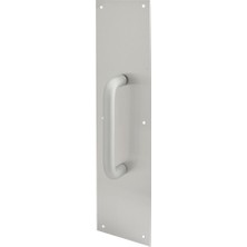 Aesco Prime Line Ürünler J 4640 Kapı Pull Plaka ile Yuvarlak Sap, 4-Inç x 40,6 Cm, Saten Alüminyum