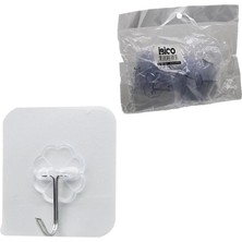 Renas Store Askı 10PCS Tekli Metal Uçlu Mika Kristal Pls. Tabanlı Şeffaf Pvc Yapışkanlı Montaj (5047)