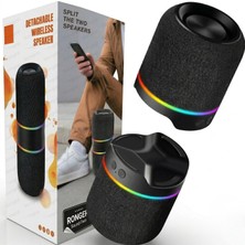 Aesco Rongep Taşınabilir Bluetooth Hoparlör Sound-Twin 10W Tws Stereo [manyetik Özellikli] Iki Parçaya Ayrılabilen Rgb Işıklı Ipx6 Suya Dayanıklı Type-C Şarjlı Kablosuz Speaker (Siyah)