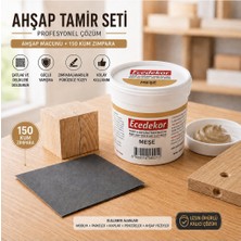 ESBH Meşe Ahşap Tamir Macunu Seti 200 gr + 150 Kum Zımpara - Mobilya, Parke ve Ahşap Kapı Çatlak, Delik, Çizik Onarım Dolgu Macunu