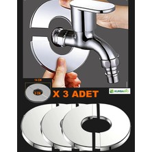 Kurbabio 14X6 cm Paslanmaz Çelik Kendinden Yapışkanlı, Musluk Aynası Boru Rozeti Hortum Halkası 14X6 cm Paslanmaz Çelik X2 Adet Kendinden Yapışkanlı, Musluk Aynası Boru Rozeti Hortum Halkası