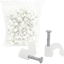 Aesco Kroşe No: 2 Numara Çelik Çivili 100'LÜ Paket, 6 mm Kordon Data, Anten, Cctv Uydu Kablo Kroşesi,