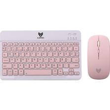 Aesco Blueforce Km-33 Wireless Bluetooth Kablosuz Klavye Mouse Set Pembe Tablet,laptop, Telefon, Tv Uyumlu