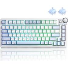 Frefly Store Aula AU75 3 Modlu Rgb Hot Swap Mekanik Tkl Star Vector Switch Kablosuz Makrolu Klavye Buz Mavisi