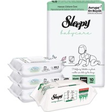 Frefly Store Sleepy Bebek Bakım Örtüsü 10'lu, Islak Mendil 120 Yaprak ve Temizlik Havlusu