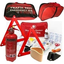 Hakay Erkaotomotiv Trafik Seti Pro, 1kg Yangınsöndürücü, Ilk Yardım Seti, Reflektör, Takoz, Çeki Halatı, Kırmızı
