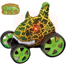 Aesco Uzaktan Kumandalı Dinozor Araba 360° Hareketli, Pilli,ışıklı, Drift Atan Full Fonksiyon, Ön Tekerlekleri Akrobat Dönebilen Araba (Yeşil)