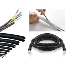 Hakay 7mm Kablo Tesisat Gizleme Düzenleme Spiral Yarıklı Hortum Siyah Renk (10 Metre)