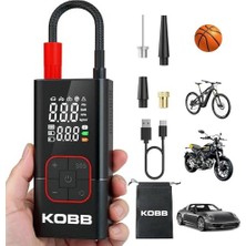 Hakay Kobb KB412 Şarjlı Dijital Lastik Şişirme Pompası, 150 Psı, Powerbank, LED Lamba, Li-Ion, 1800MAH, 13X6.5X5 cm