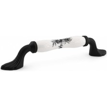 Frefly Store Ahenk Beyaz Porselen Siyah Kulp 128 mm 12.8 cm Mobilya Çekmece Dolabı Dolap Kapak Kulb Kulpu