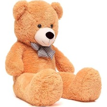 Aesco Papyonlu Sevimli Peluş Şaşkın Ayı 80 cm - Sevgiliye Özel Hediye Kahverengi