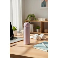 Aesco Miniso Lisanslı Klasik Serisi Flip Top Yalıtımlı Termos 450 ml Pembe, 2019306510104