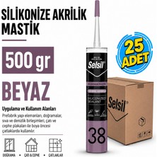 Selsil Arge Toptan Silikonize Akrilik Mastik Beyaz 500 gr 25 Adet