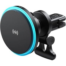 Hakay Mag Wireless 15W Kablosuz Hızlı Şarj, Magsafe Uyumlu Mıknatıslı Araç Içi Telefon Tutucu ve Şarjı