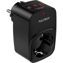 Hakay Akım Korumalı Priz, Tekli Duvar Prizi, 3680W Güç, 16A Akım ve Kısa Devre Koruması, 1x Priz Girişi, 1x USB Girişi, 2x Type-C Girişi, Kablusuz Ergonomik Tasarım, Isıya Dayanıklı Yapı