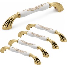 Frefly Store (5 Adet) Goldya Porselen Beyaz Gold Kulp 160 mm 16 cm Mobilya Çekmece Dolap Kapak Kulplar Kulb Kulpu