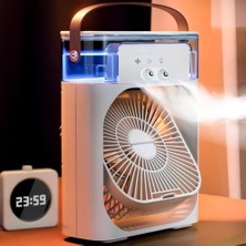 Aesco Masaüstü Taşınabilir Sulu Hava Soğutucu Fan - 600ML Su Depolu Mini Hava Klima, 3 Kademeli Hız, Renkli LED Gece Lambası, 60° Ayarlanabilir Açı, USB Ile Çalışan Sessiz Vantilatör & Nemlendirici