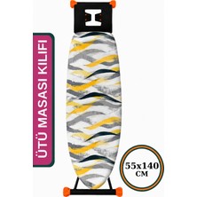 Asev Home Keçeli Ütü Masası Kılıfı 55X140 cm Ipli Masaya Göre Ayarlanabilir Soyut Dalga