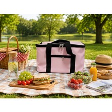 Frefly Store Dordoi Pembe 22 Litre Termal Piknik ve Taşıma Çantası – Su Geçirmez Kumaş, Kalın Yalıtımlı Iç Kaplama, 2 Bölmeli Soğuk-Sıcak Tutucu Çanta (39X27X23 Cm)