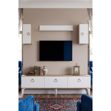 Yumedi Design TVRB8001DB - Demet Tv Ünitesi Takımı 180CM Safirmeşe-Beyaz