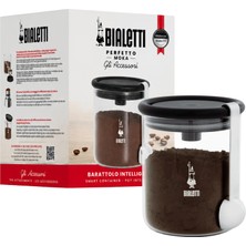 Frefly Store Bialetti - Kahve Saklama Kavanozu - 250GR - Silikon Contalı Hava Geçirmez Kapak - Paslanmaz Ölçü Kaşığı - Cam Kavanoz