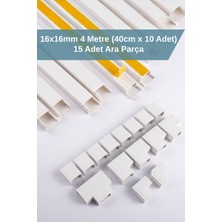 Odta 4 Metre (10 Adet x 40CM) 15 Adet Ek Aparatlı Kendinden Yapışkanlı Kablo Kanalı Seti, Kablo Gizleyici