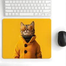 Frefly Store 18X22 cm Desenli Baskılı Mouse Pad Kaymaz Kauçuk Taban Ofis ve Home Ofis Kullanımına Uygun Komik Yazılı Tasarım Yüksek Baskı Kaliteli Küçük Boy Mouse Pedi Bilgisayar Laptop Aksesuarı (Golden Cat)