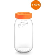 Frefly Store Le Parfait Color Vis Turuncu Kapaklı Cam Kavanoz 2l (6 Adet)