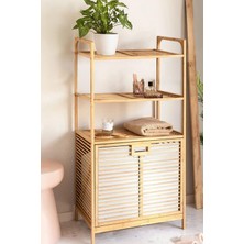Frefly Store Digithome Bambu Xl Kirli Sepetli 3 Raflı Çok Amaçlı Banyo Düzenleyici Çamaşır Sepeti Organizer DB-0011