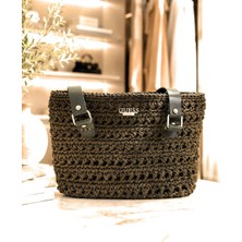 Shopping Fashion Örgü Tote Kadın Çanta – Haki Kahverengi,