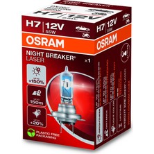 Frefly Store Osram Ampul Night Breaker Laser H7 12V 55W%150'YE Kadar Fazla Işık 150M'YE Kadar Fazla Görüş Açısı,%20'ye Kadar Beyaz Işık 64210NL