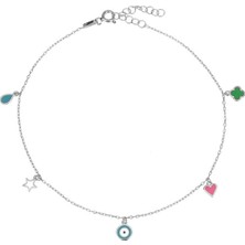 Emiliano Jewellery Mineli Altın Kaplamalı Sallantılı Şans Gümüş Halhal