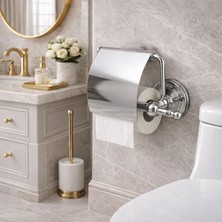 Frefly Store Lüx Kapaklı Kağıtlık Krom Kaplama Duvar Tipi Banyo Tuvalet Aksesuarı Dayanıklı Metal Modern Tasarım